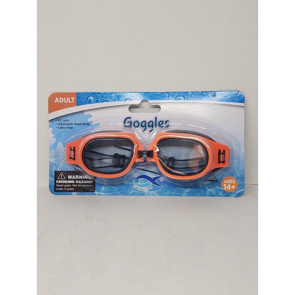 Swimgear Adult Orange Swim Goggles - PC lens Adjustable Latex Free Age 14+